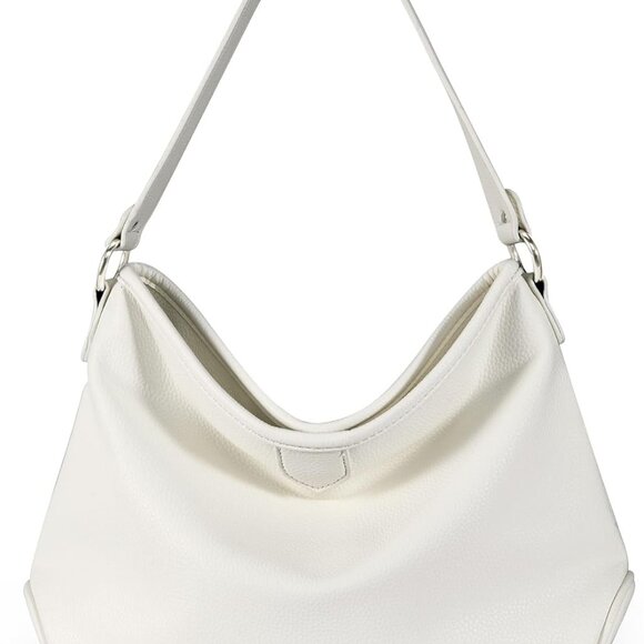 Handbags - Medium Faux Leather Hobo Bag Women’s Shoulder Satchel with Detachable Strap